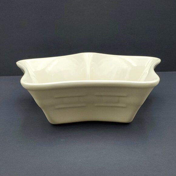 Longaberger Woven Traditions Ivory Large Star Shaped Bowl White Star Dish - Picture 1 of 5